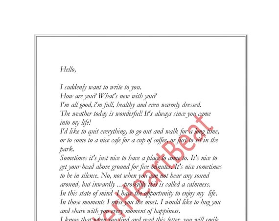 Heartfelt Love Letter Elegant Script Text Romantic Keepsake Poster