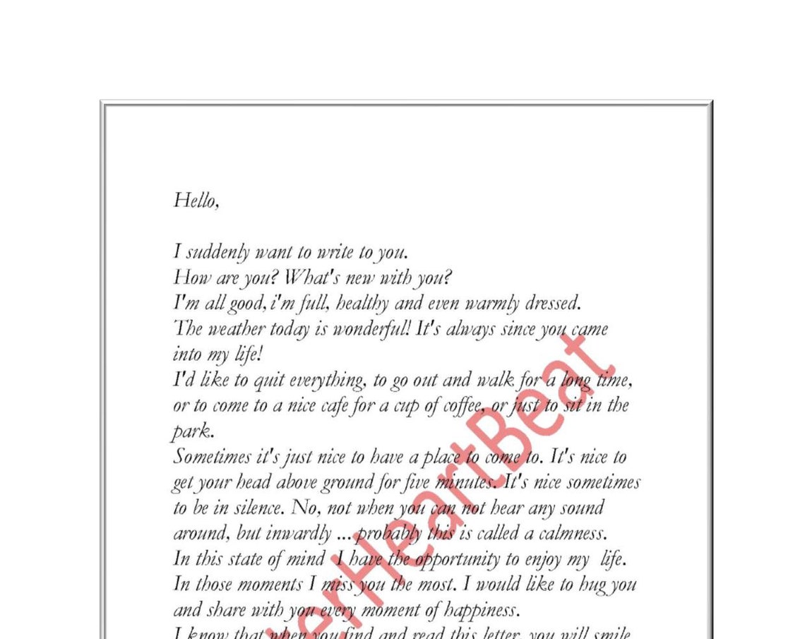 Heartfelt Love Letter Elegant Script Text Romantic Keepsake Poster