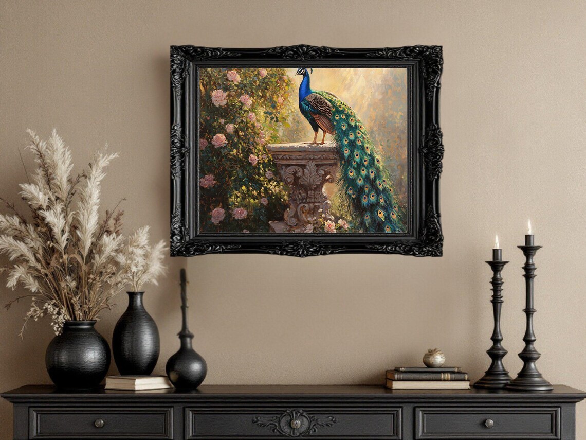 Elegant Peacock On Pedestal, Ornate Garden Decor - Image 3