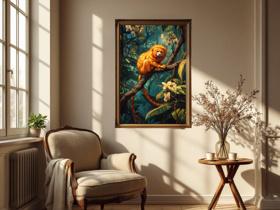 Cute Golden Monkey Jungle, Tropical Animal Print - Image 2
