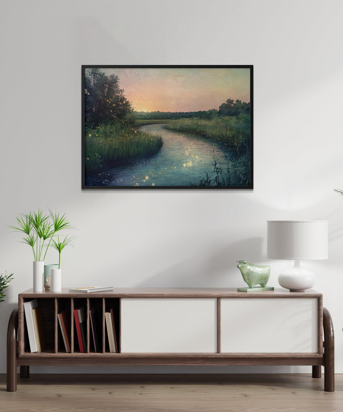 Tranquil River Sunset Landscape, Rustic Home Decor - Image 2