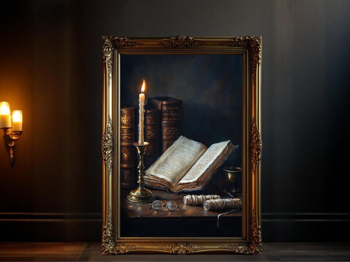 Vintage Inspired Library Art, Dark Academia Poster