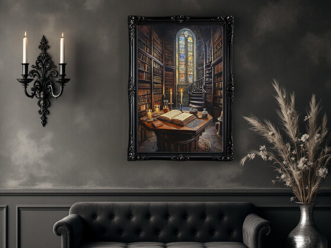 Enchanting Library Stained Glass Window, Cozy Reading Nook - Image 2