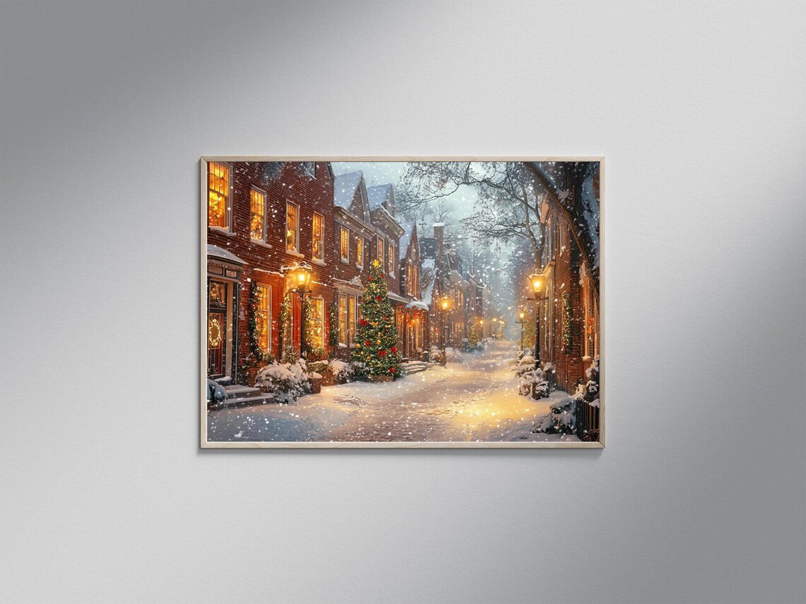 Winter Wonderland Christmas Street Scene, Holiday Decor