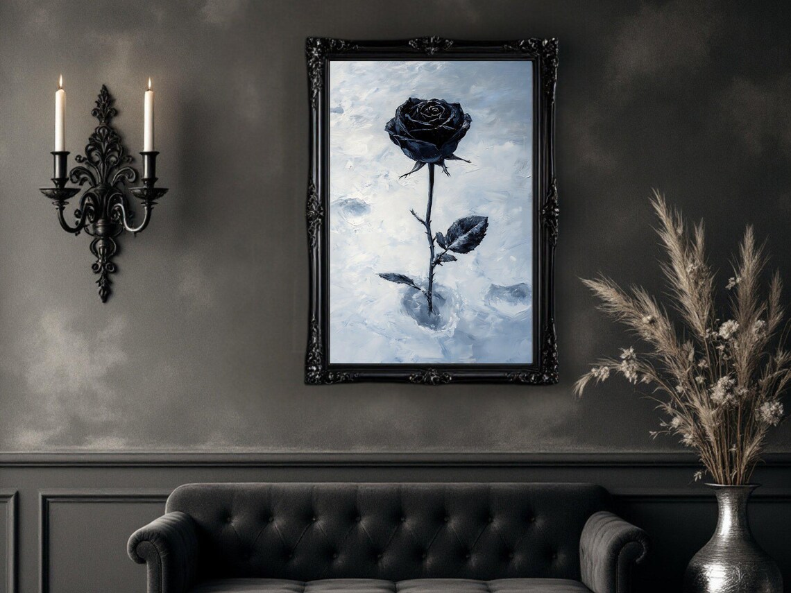 Dark Rose Gothic Floral Art Print - Image 2