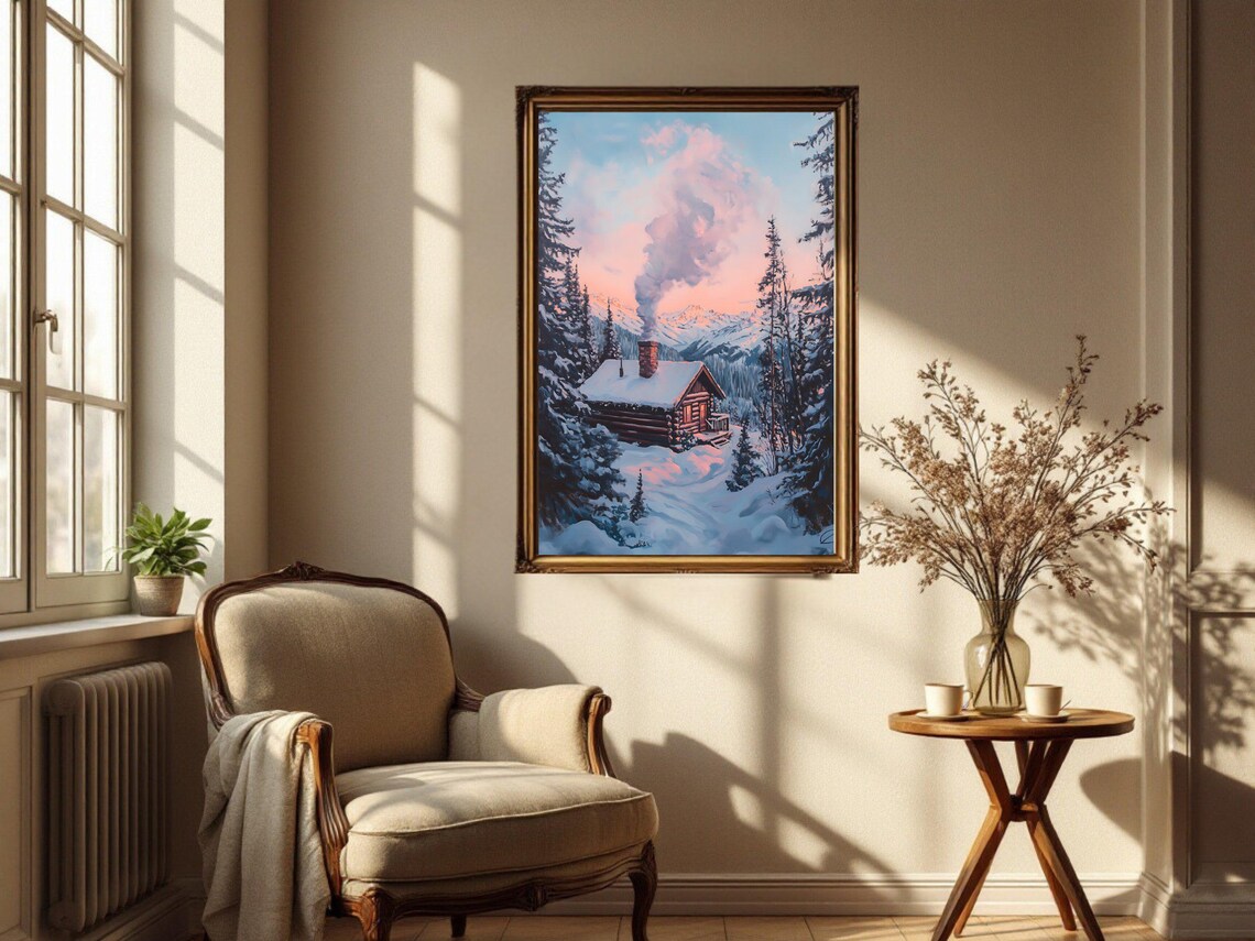 Cozy Cabin In Snowy Forest, Winter Wonderland - Image 3
