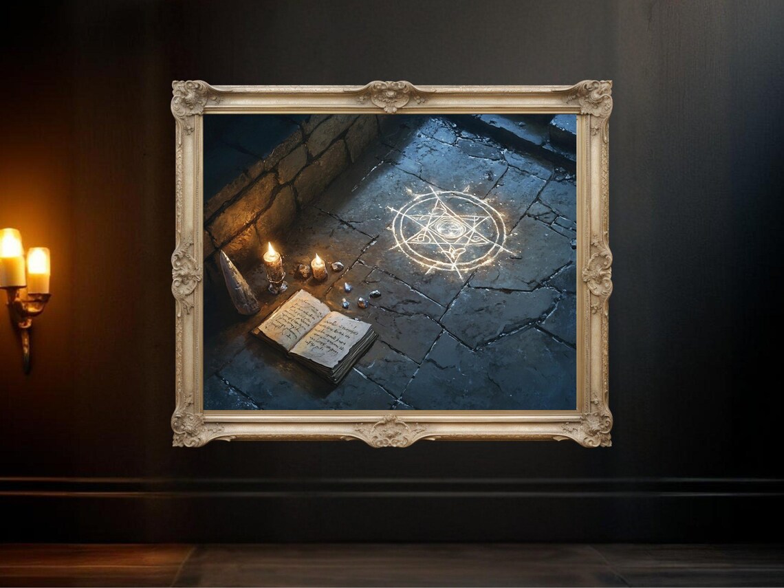 Mystical Spellbook and Candles, Fantasy Decor