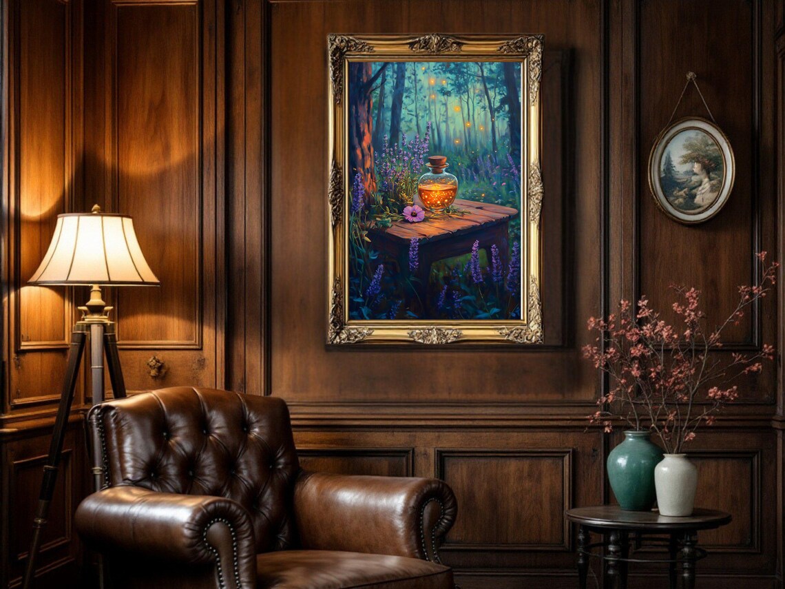Magical Forest Scene, Vintage Oil Painting - Image 2