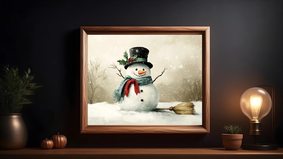Vintage Snowman Christmas Holiday Rustic Winter Decor - Image 2