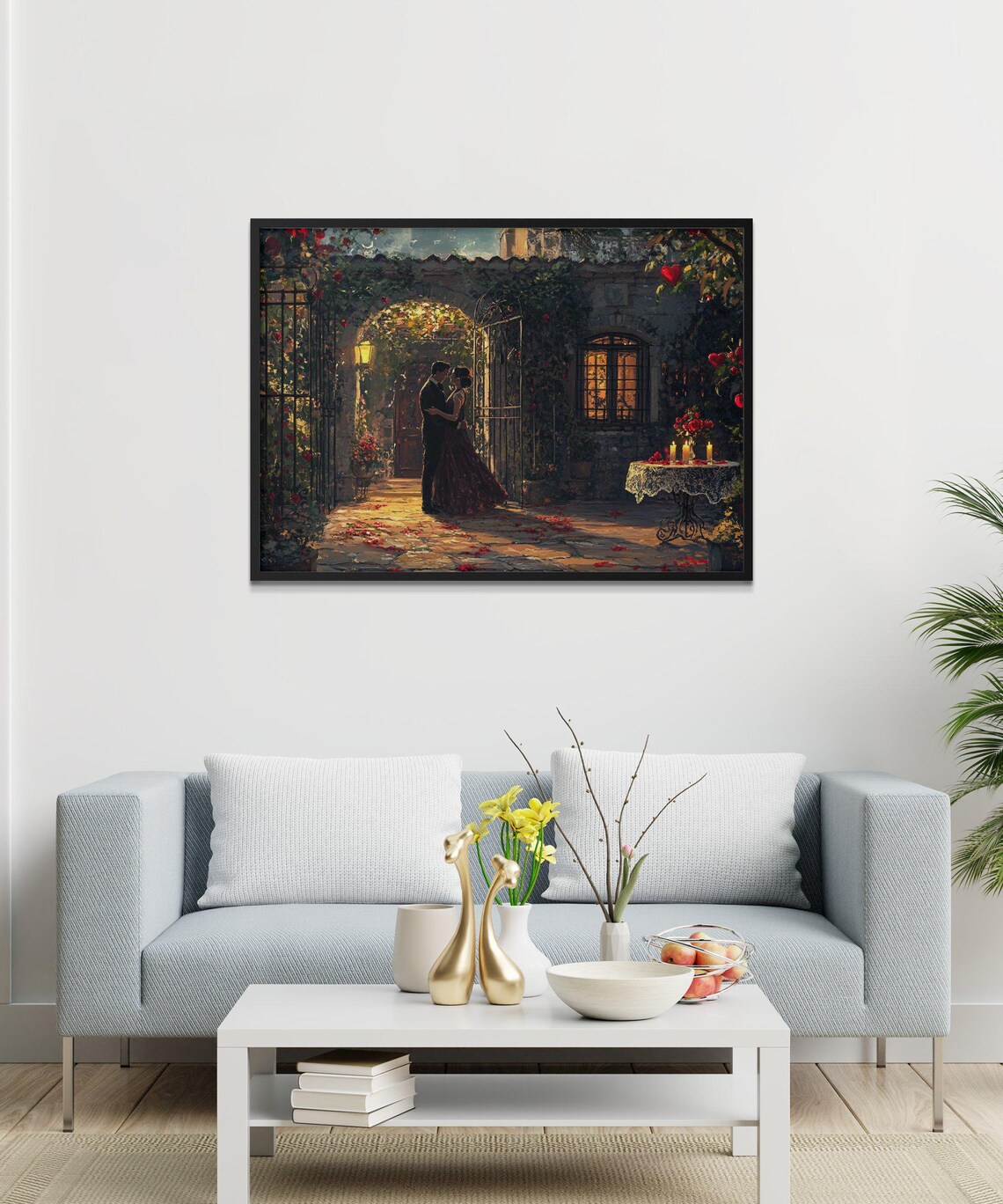 Couples Dance Under Moonlight, Romantic Evening Art Print - Image 3