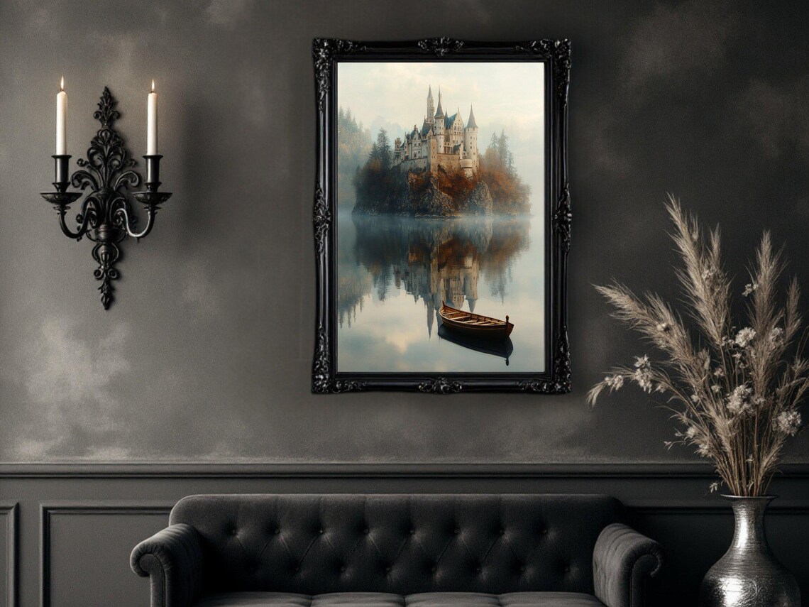 Dreamy Castle And Reflective Lake, Mystical Landscape - Image 2