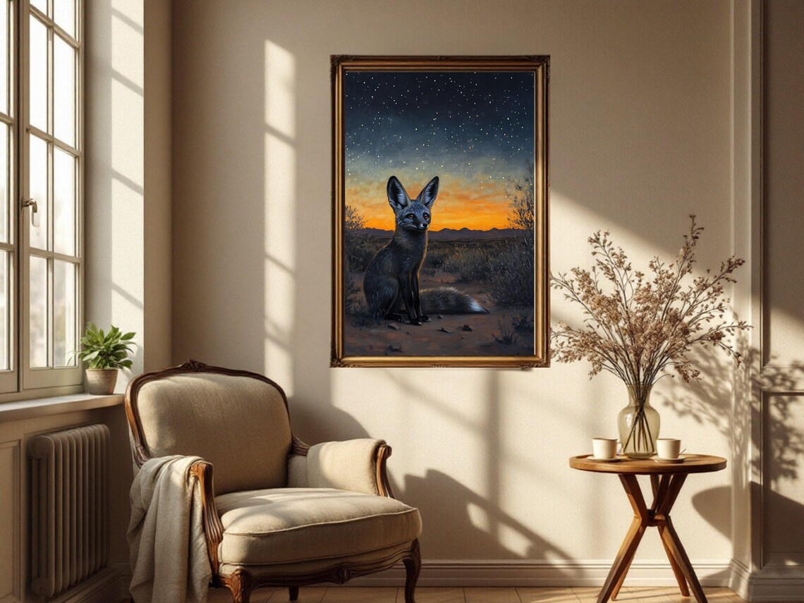 Starry Night Fox Painting, Fantasy Forest Art Print - Image 2
