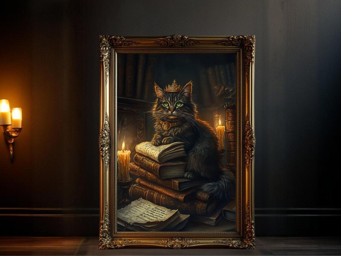 Enchanting Royal Cat Art, Magical Feline Reading