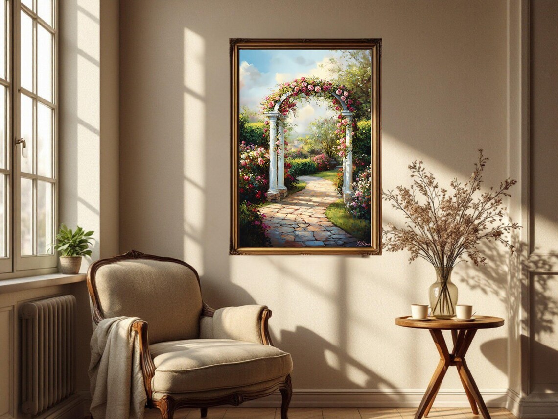 Romantic Garden Archway, Elegant Floral Scene - Image 3