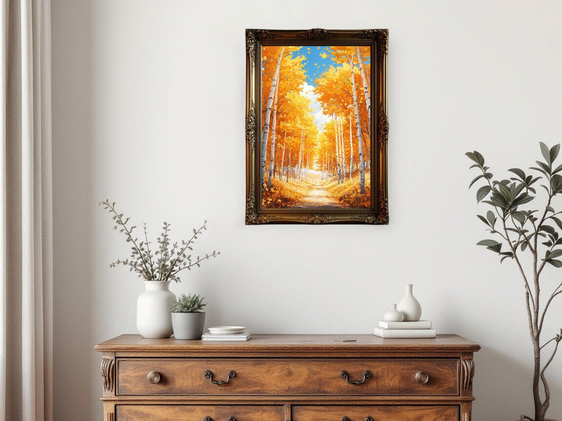 Autumn Golden Forest Path, Fall Landscape Poster - Image 2
