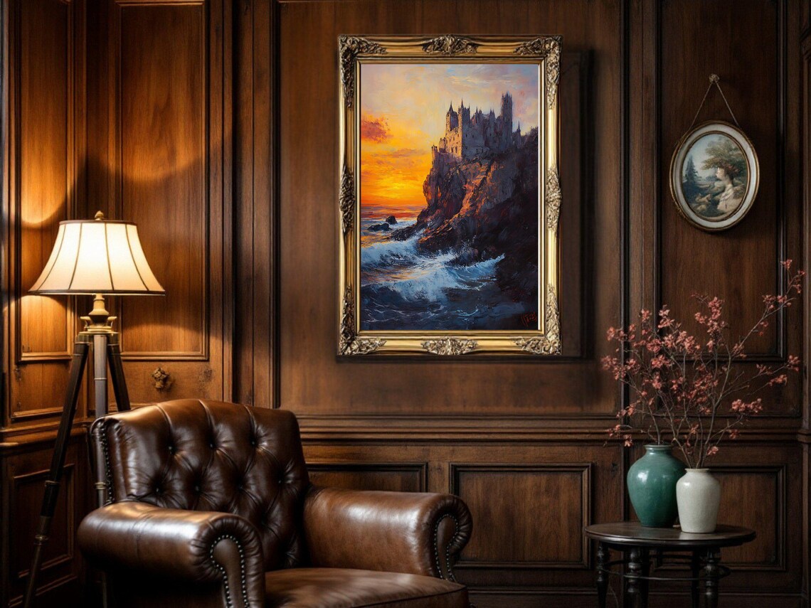 Castle At Sunset, Coastal Seascape Art Print - Image 3
