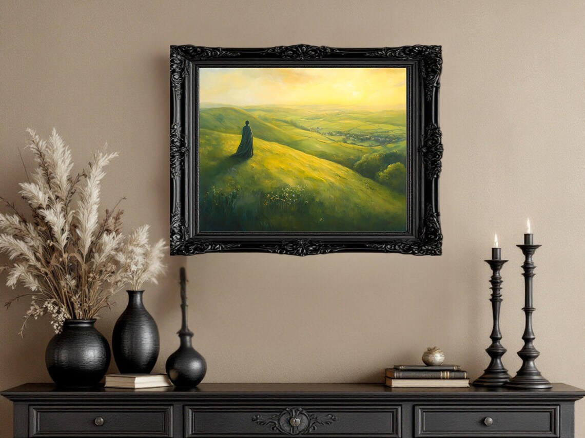 Pastoral Landscape Art Print, Serene Sunset Scene - Image 2