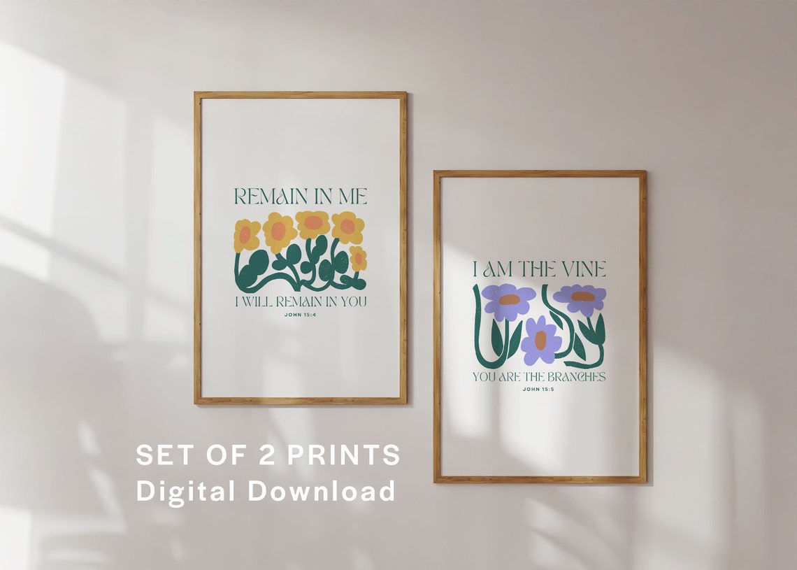 Remain In Me I Will Remain In You John 15 Floral Two Piece Poster - Image 4