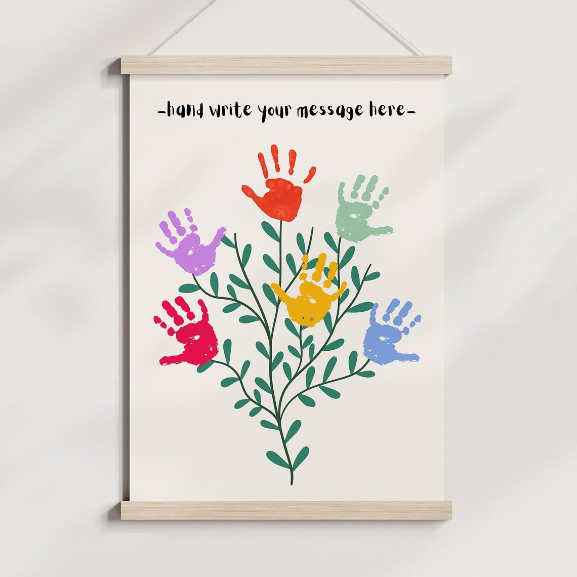 Handprint Flower Craft Keepsake Personalized Message Bouquet Poster