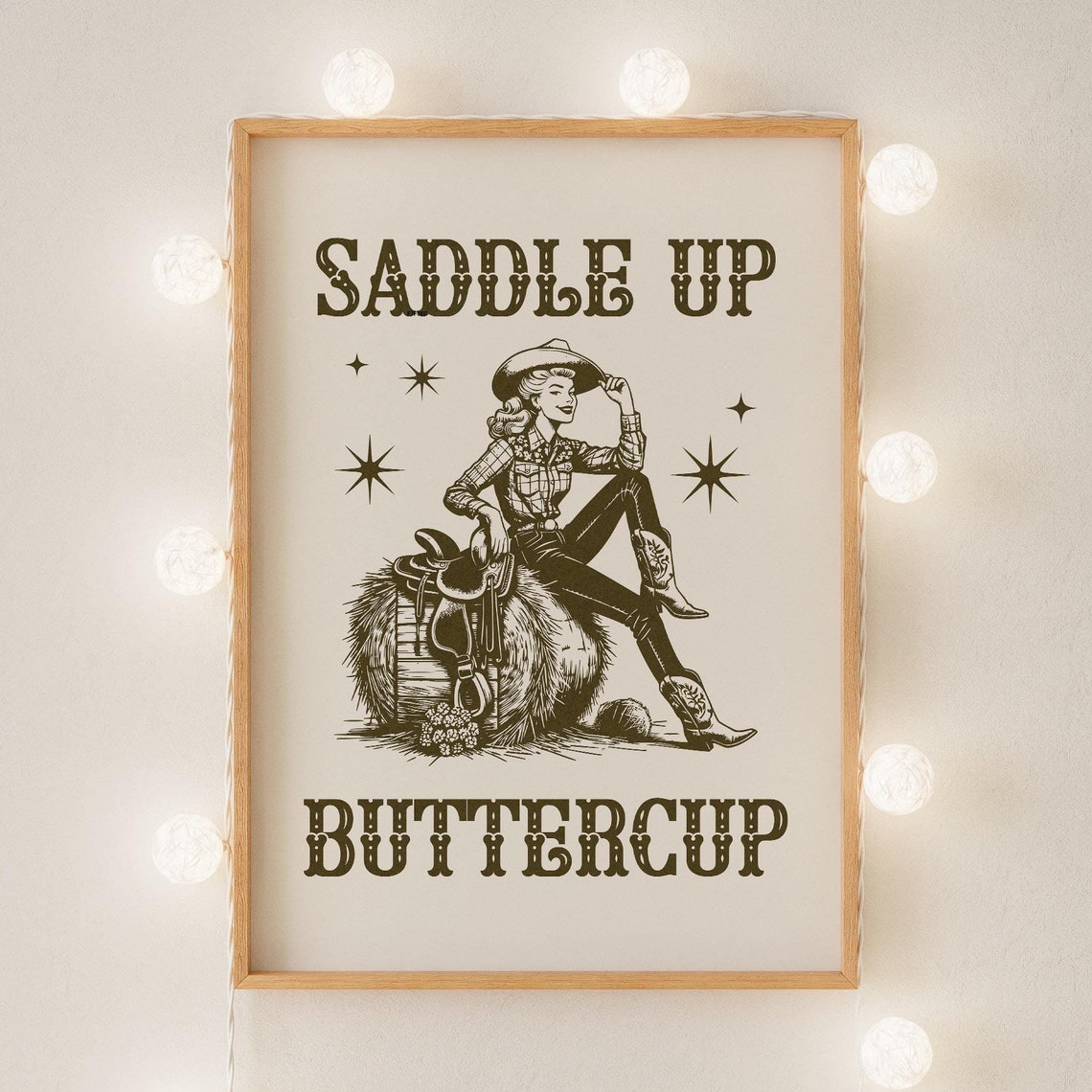 Saddle Up Buttercup Retro Cowgirl Western Typography Art Poster