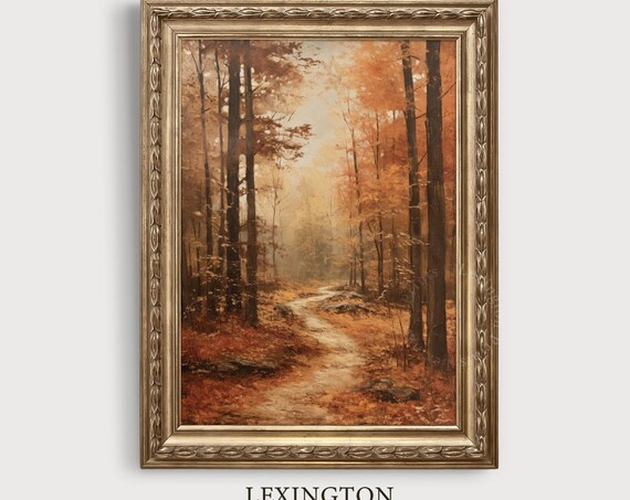 Autumn Forest Path Golden Leaves Vintage Fall Landscape Poster