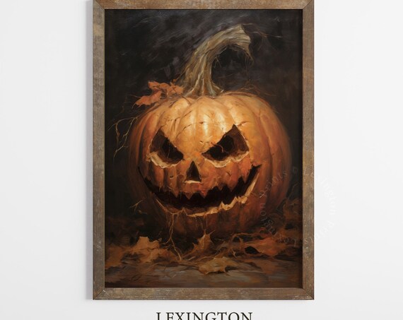 Menacing Carved Jack O Lantern Close Up Dark Halloween Poster