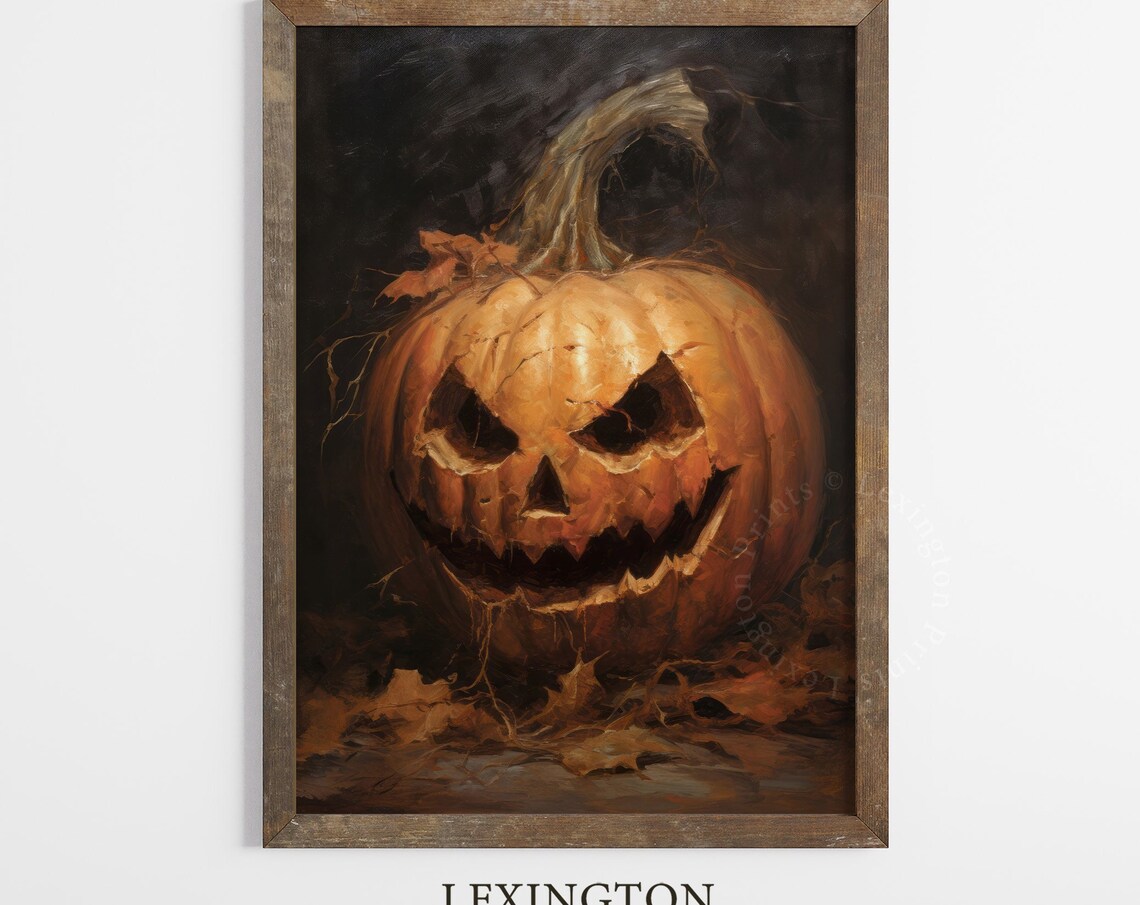 Menacing Carved Jack O Lantern Close Up Dark Halloween Poster