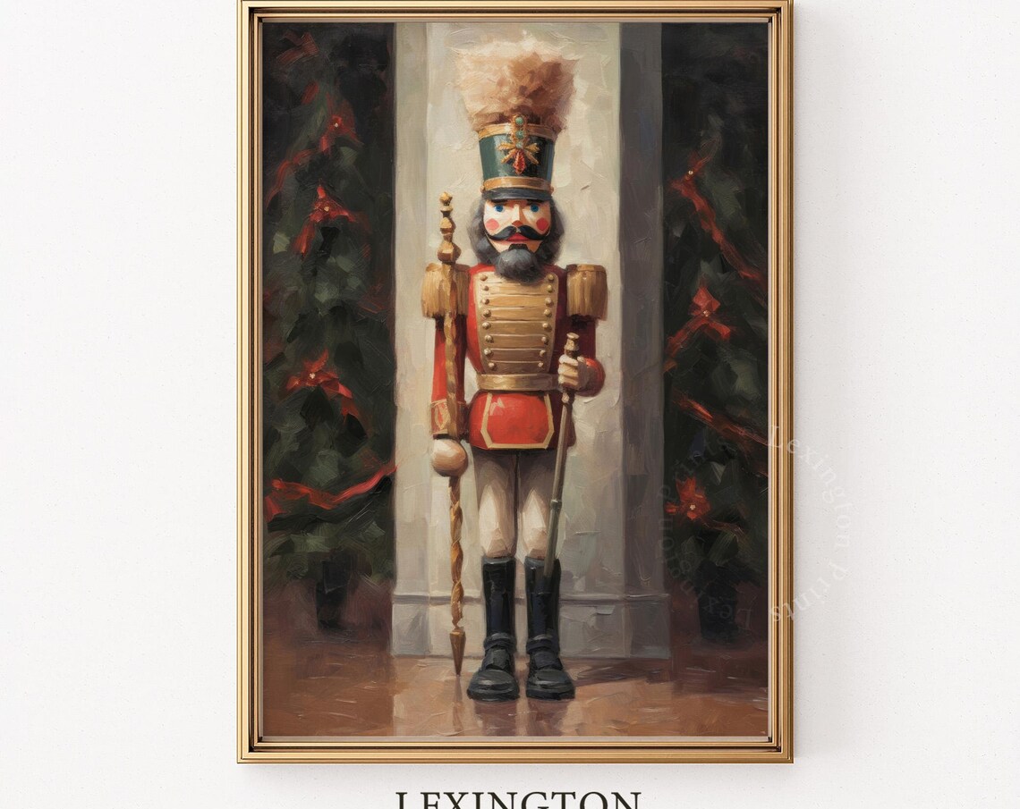 Classic Christmas Nutcracker Soldier in Red and Gold Uniform Poster