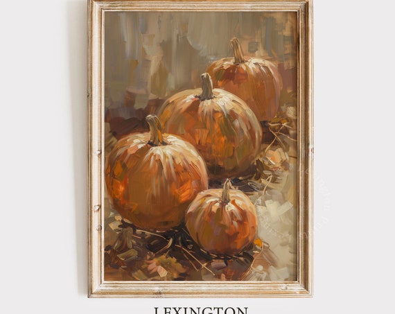 Rustic Fall Pumpkin Painting Fall Print Vintage Fall Decor Moody Wall Art Halloween Print Autumn Print Orange Pumpkin Print 743