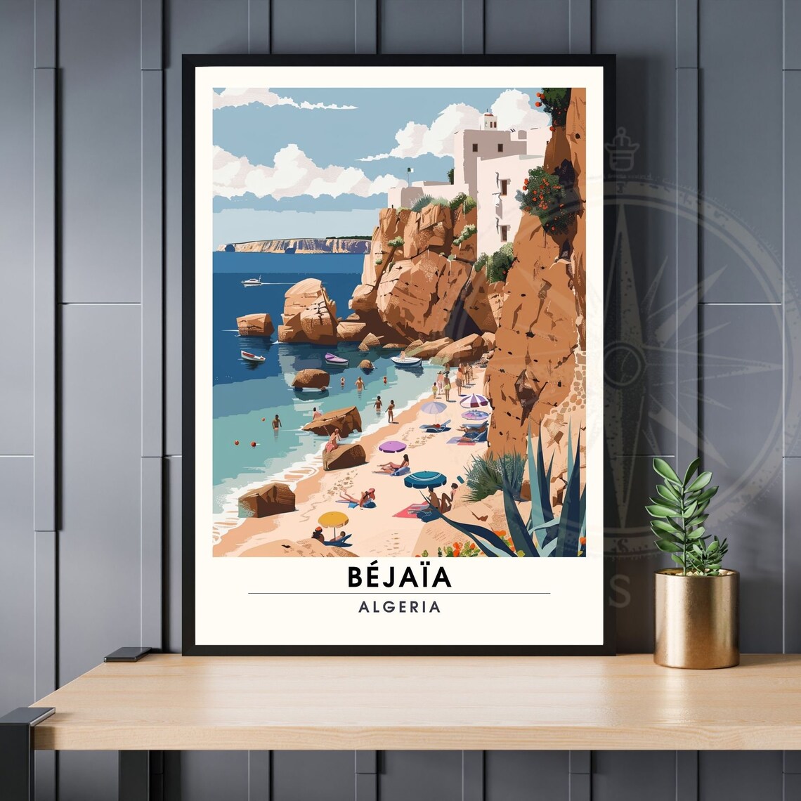 Bejaa Algeria Travel Poster, Beach Destination