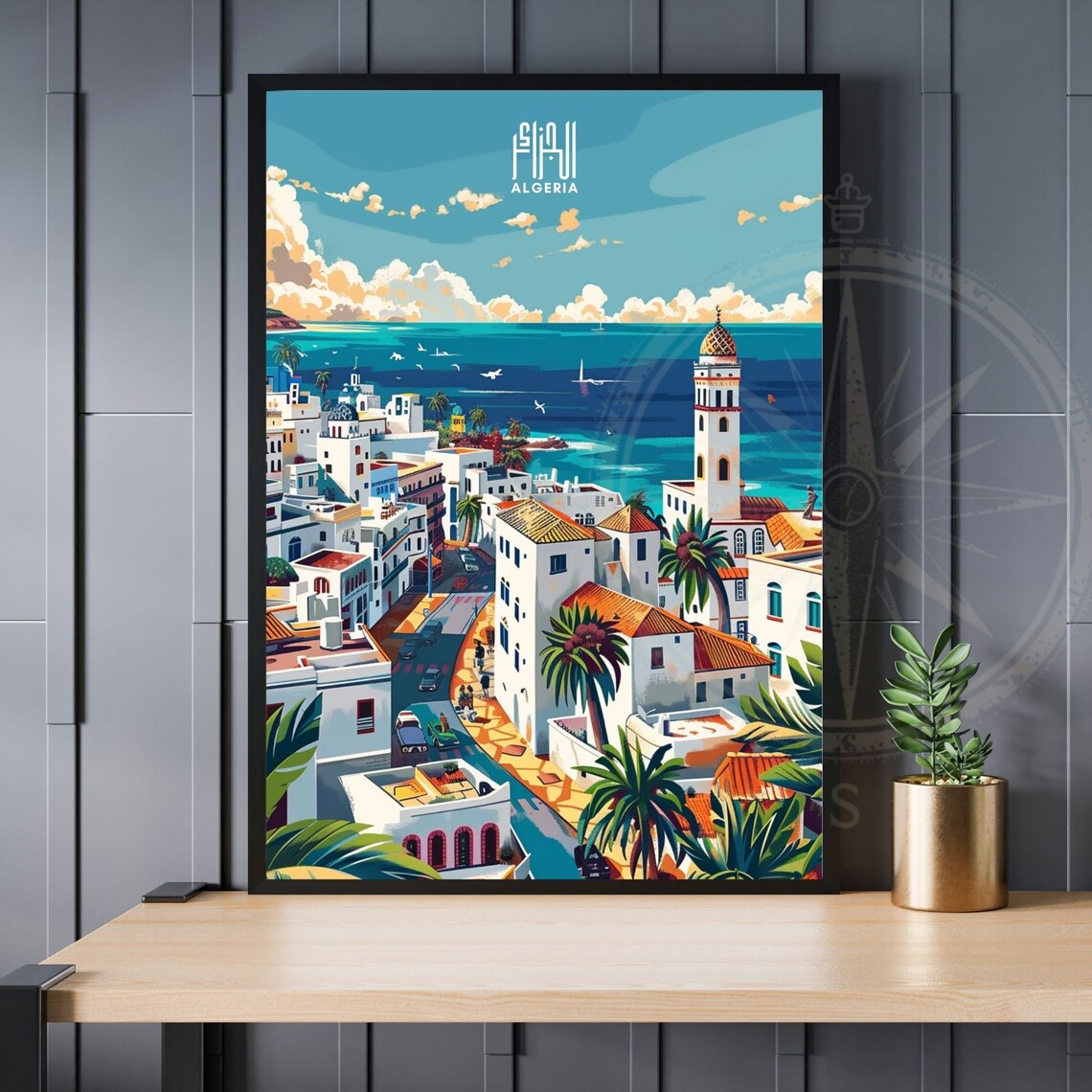 Algiers Casbah Travel Poster, Algeria City Print