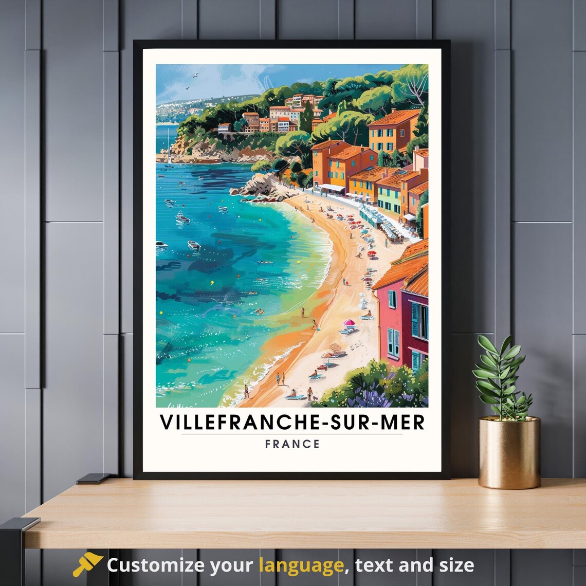 Villefranche sur Mer France Riviera Beach Travel Souvenir Poster