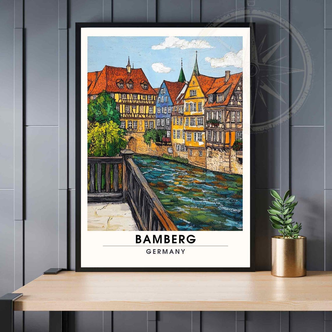 Bamberg Old Town Riverfront Half Timbered Houses Germany Poster