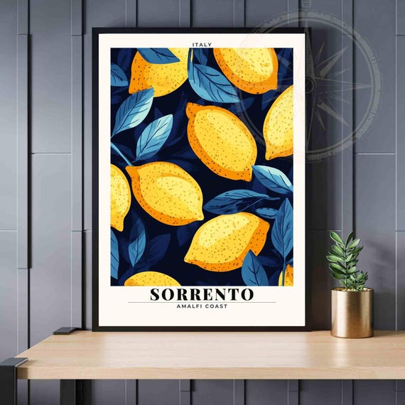 Sorrento Lemon Poster Sorrentolemon Print Amalfi Coast Poster