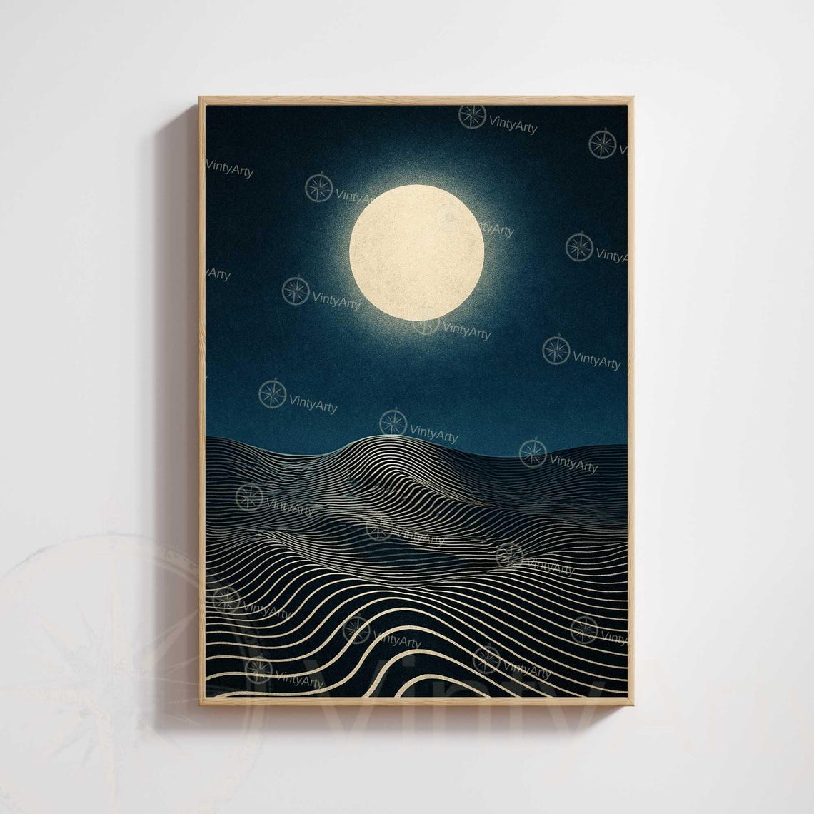 Minimalist Moon Poster Abstract Night Landscape Wall Art