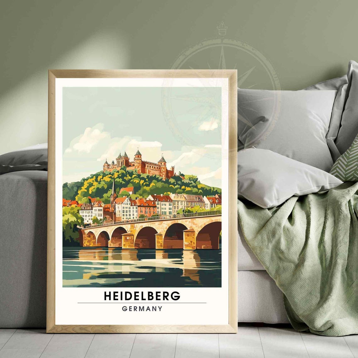 Heidelberg Old Bridge River Castle Retro Style Travel Poster - Image 3