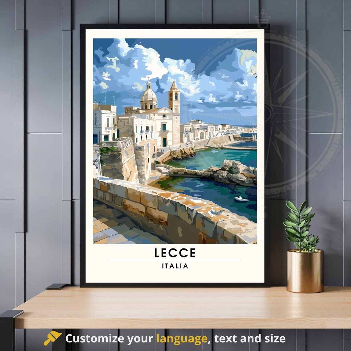 Lecce Italia Seaside Cathedral Old Town Coastal Travel Poster