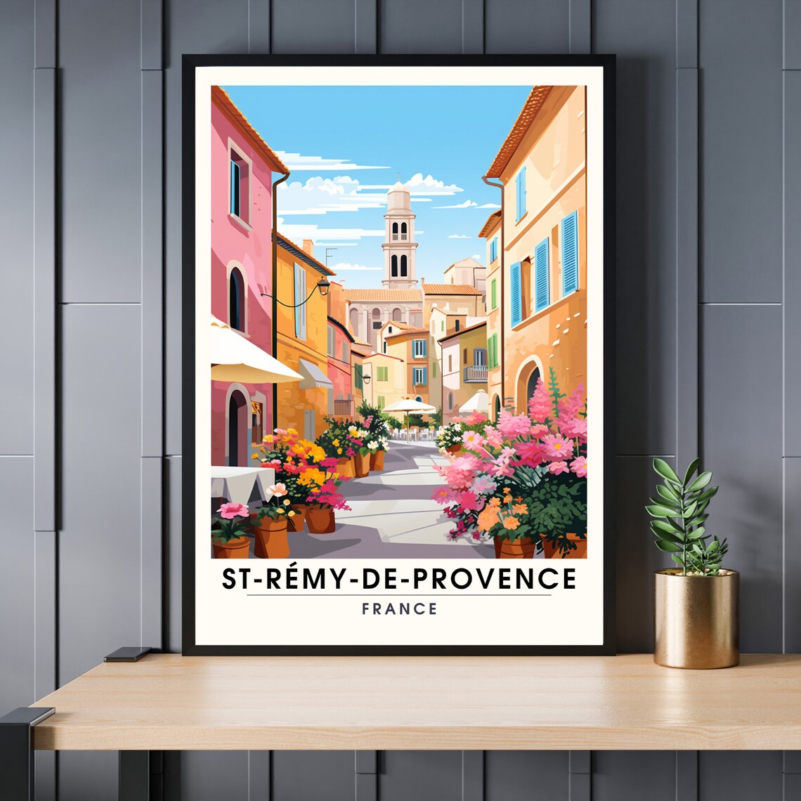 St Remy de Provence France Flower Street Vintage Travel Poster
