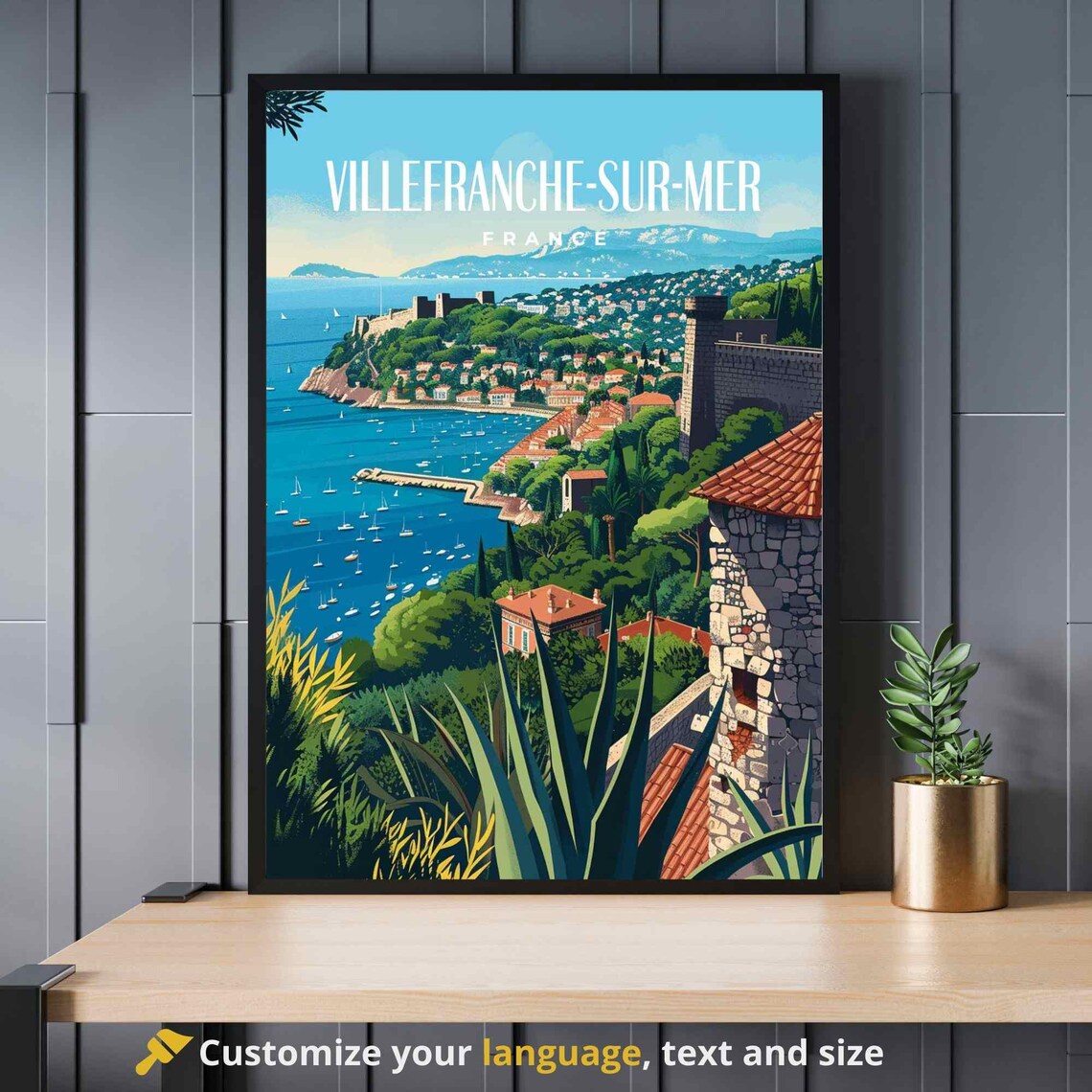 Villefranche-Sur-Mer France Mediterranean Harbor Travel Poster
