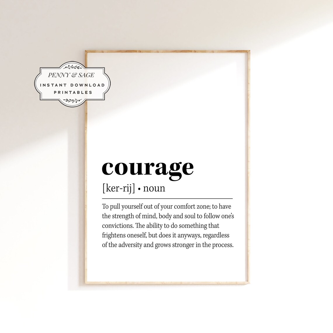 Courage Definition Motivational Poster Inspirational Quote Gift For Wall