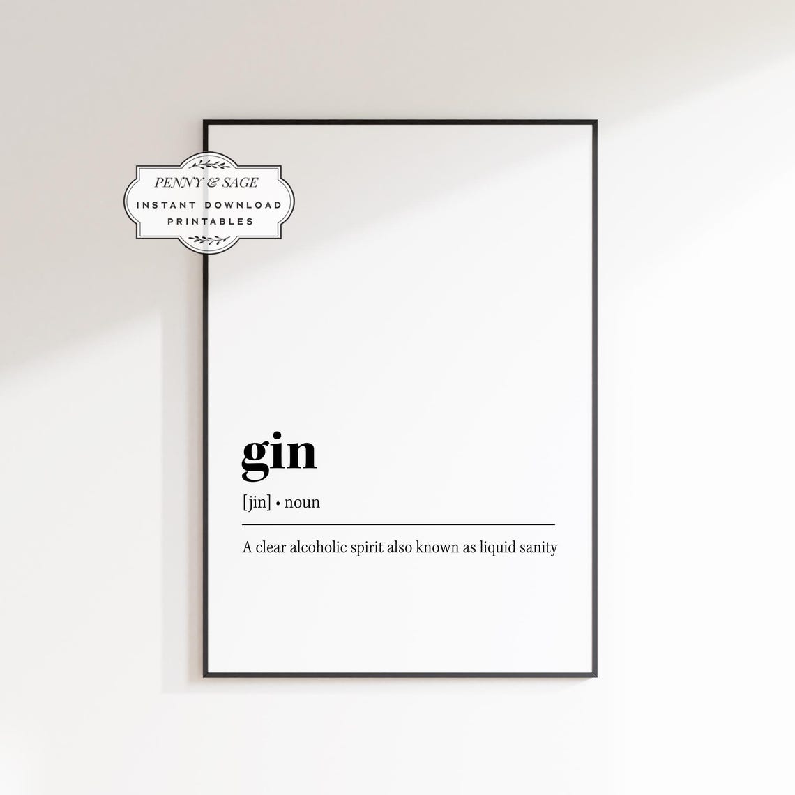 Gin Dictionary Definition Noun Funny Bar Cart Typography Poster - Image 2