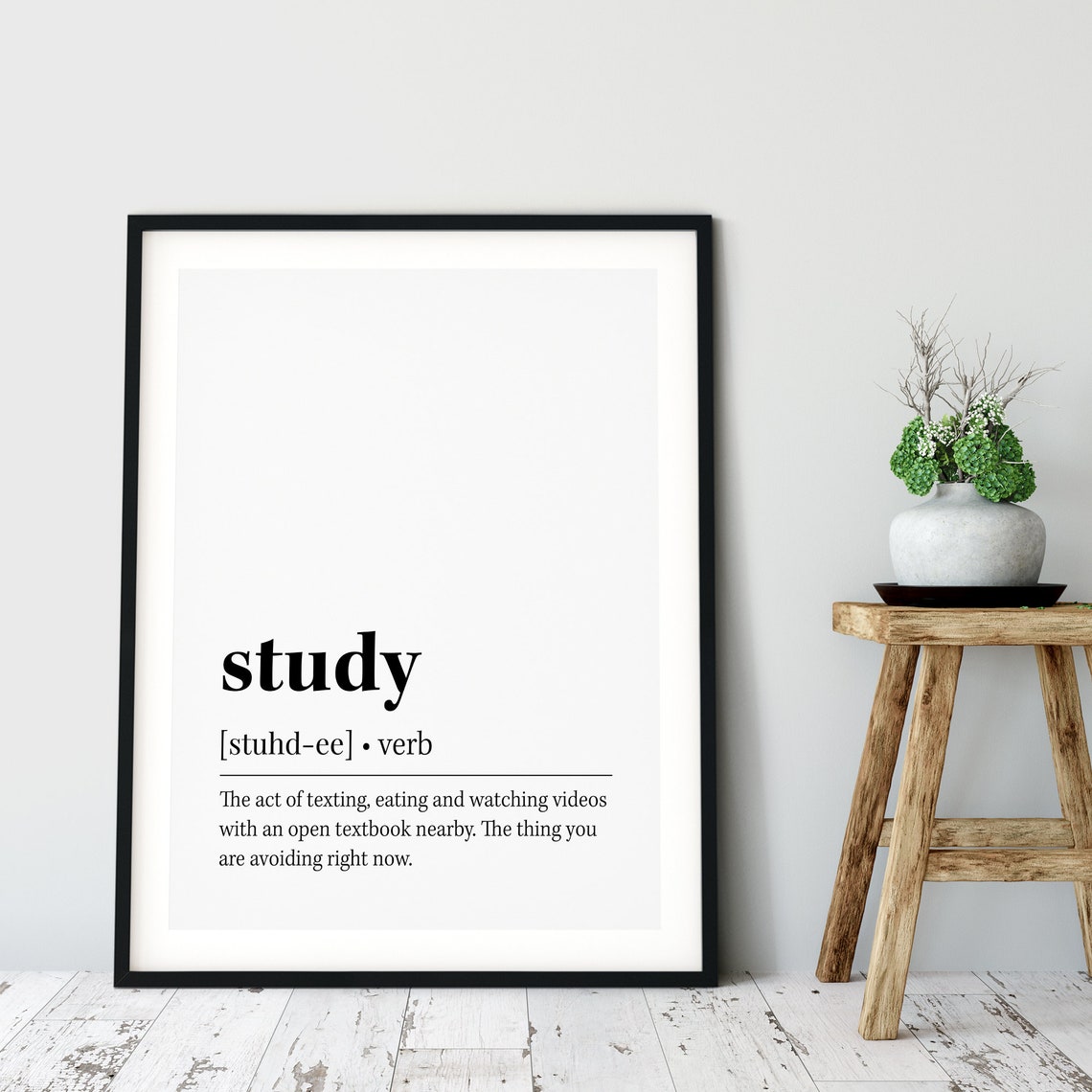 Study Definition Dictionary Style Funny Student Black White Poster