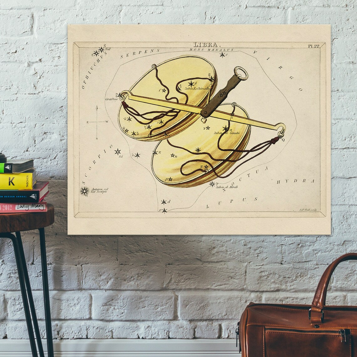 Vintage Zodiac Libra Illustration Print, Sidney Hall