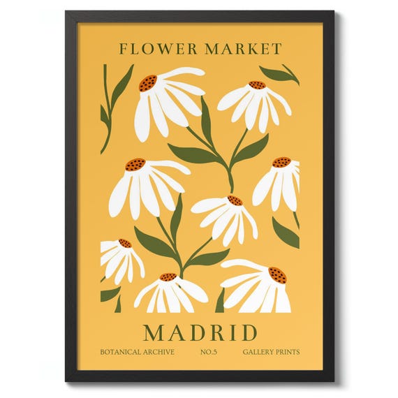 Madrid Flower Market Print Graphic Illustration Poster Wall Art Decor Floral Gift