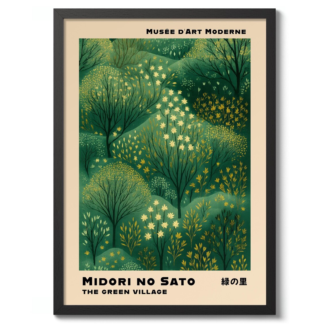 Green Village Japanese Graphic Illustration Art Print