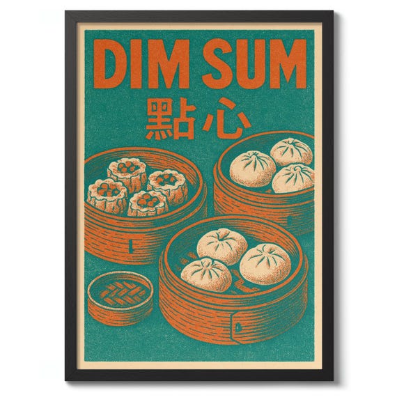 Dim Sum Print Japanese Food Wall Art Kitchen Decor Poster Illustration Gift