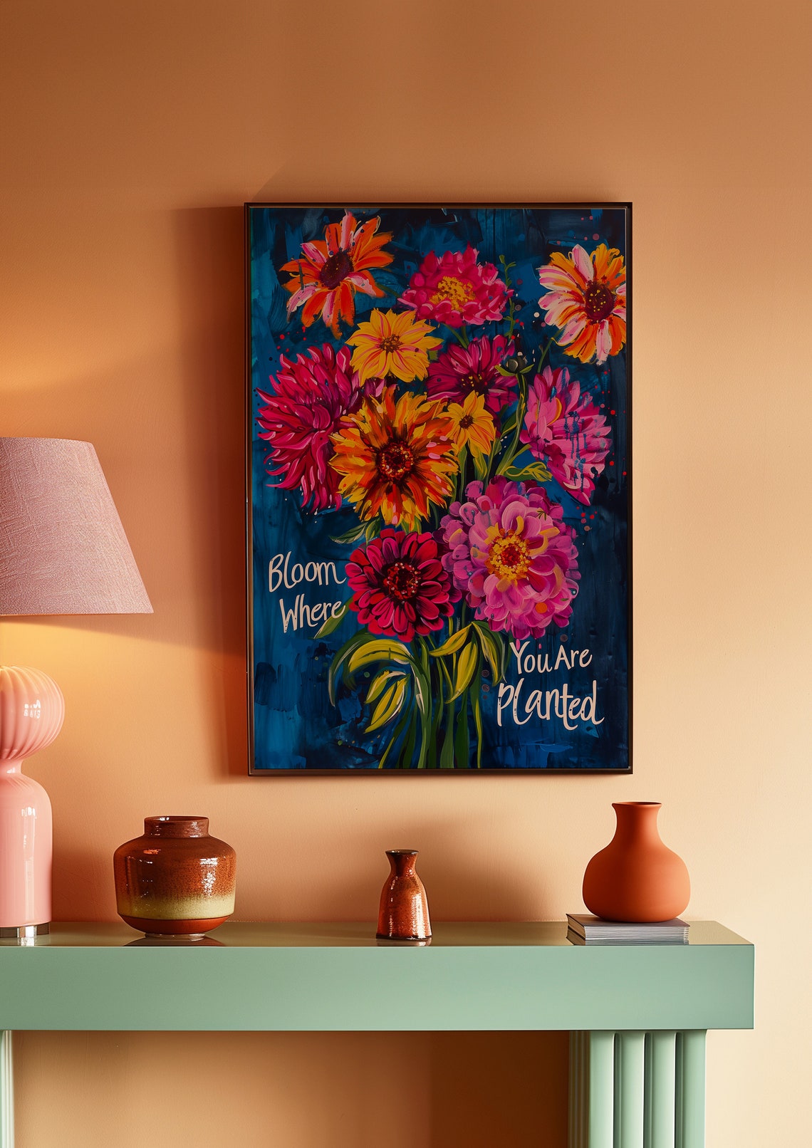 Bloom Where You Are Planted Floral Uplifting Quote Art Poster - Image 2