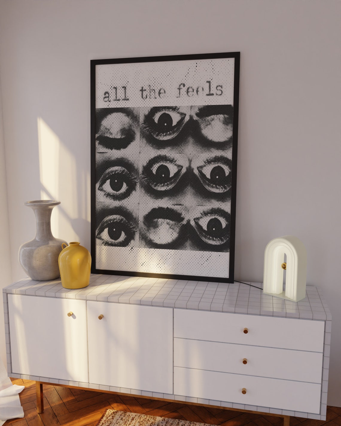 All the Feels Eyes Grid Black White Pop Art Typography Poster - Image 2