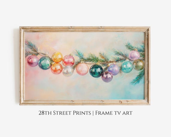 Pastel Vintage Christmas Ornaments Holiday Wall Art