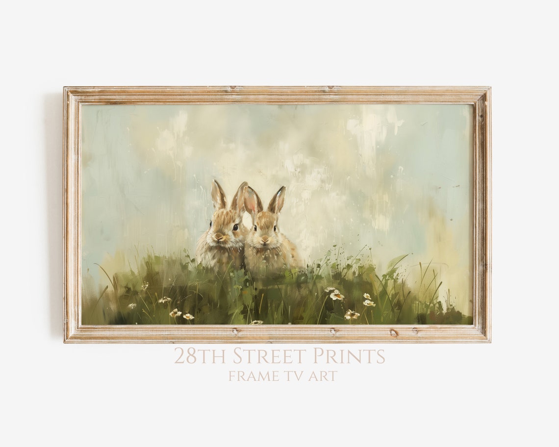 Spring Bunny Easter Art, Frame TV Decor